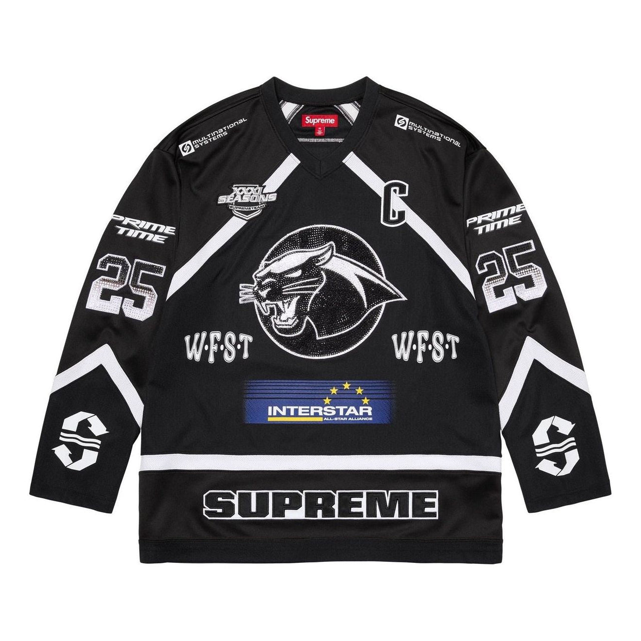 Supreme Rhinestone Hockey Jersey 'Black' SS25KN29-BLACK