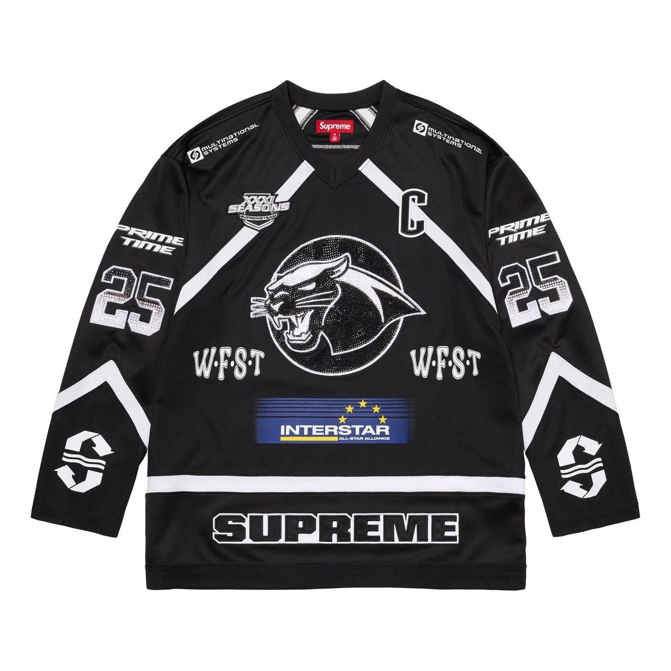 Supreme Rhinestone Hockey Jersey 'Black' SS25KN29-BLACK