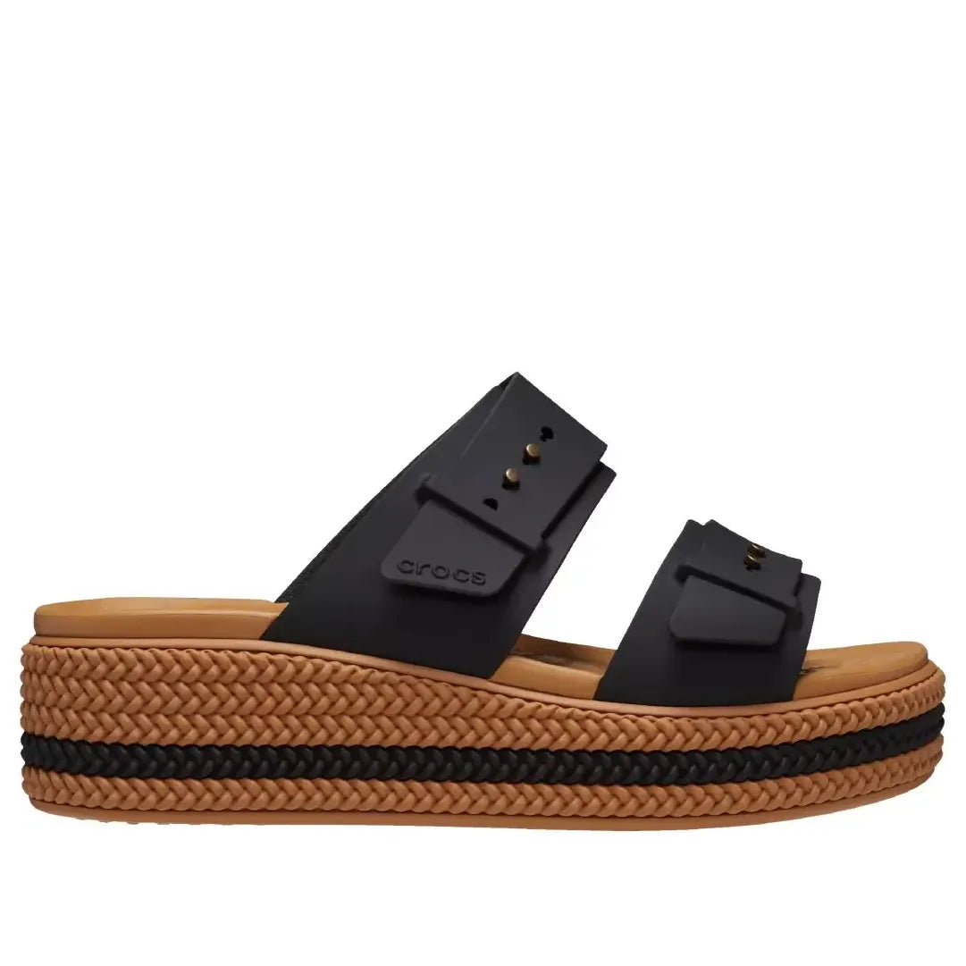 (WMNS) Crocs Brooklyn Woven Buckle Sandals 'Black Brown' 209978-001