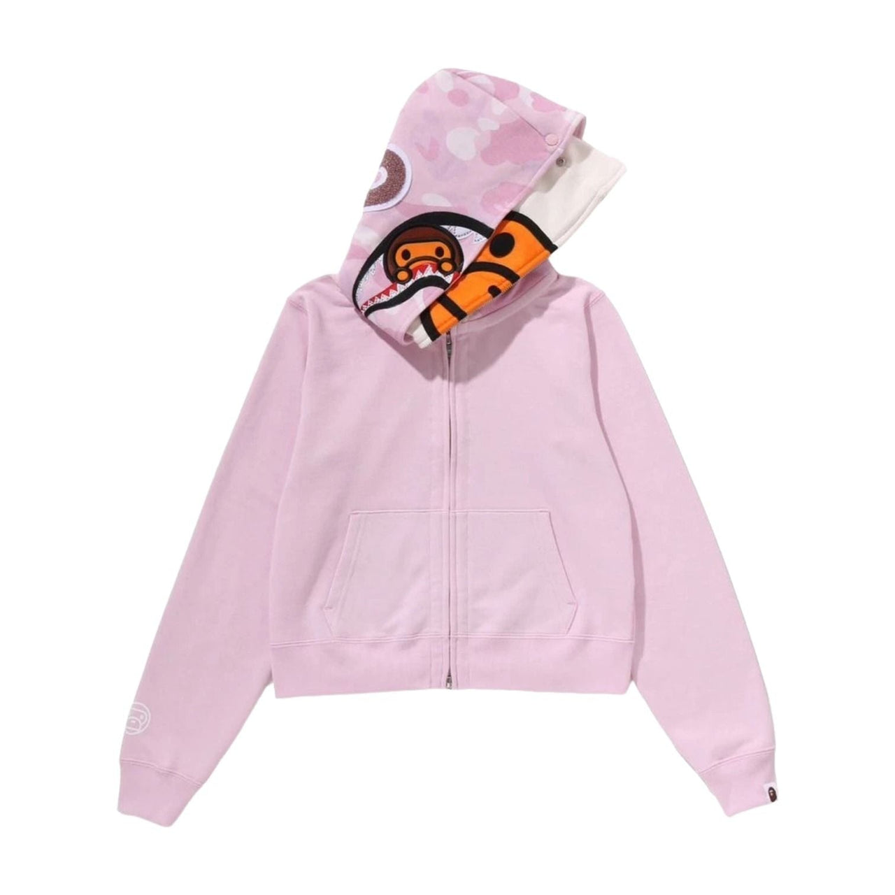 A Bathing Ape Milo Shark Cropped Full Zip Double Hoodie 'Pink' 2M30-215-301-PNK