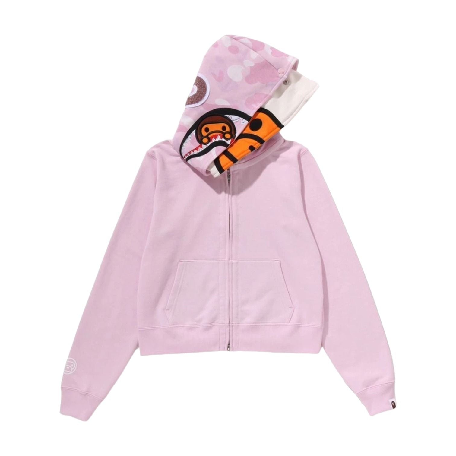 A Bathing Ape Milo Shark Cropped Full Zip Double Hoodie 'Pink' 2M30-215-301-PNK