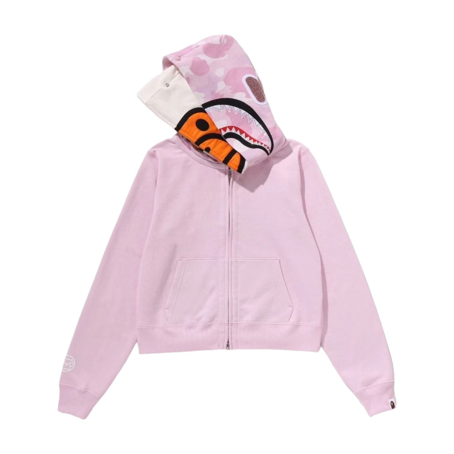 A Bathing Ape Milo Shark Cropped Full Zip Double Hoodie 'Pink' 2M30-215-301-PNK