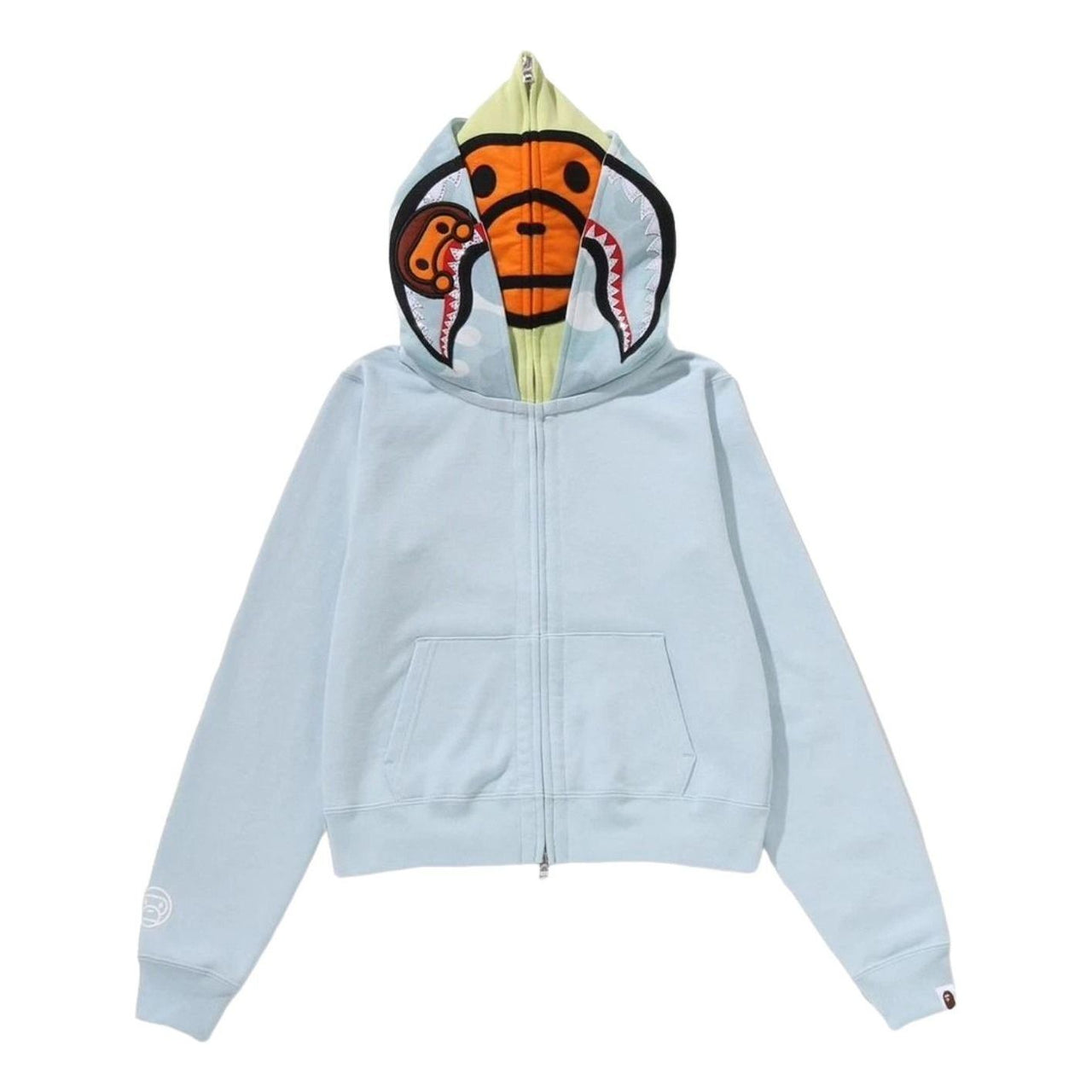 A Bathing Ape Milo Shark Cropped Full Zip Double Hoodie 'Sax' 2M30-215-301-SAX