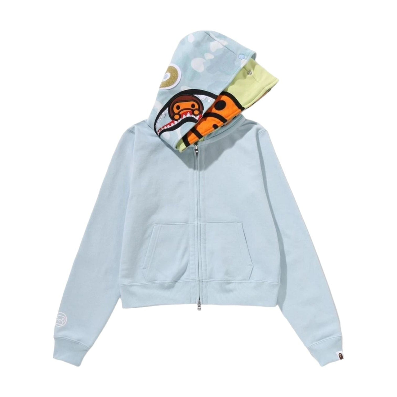 A Bathing Ape Milo Shark Cropped Full Zip Double Hoodie 'Sax' 2M30-215-301-SAX