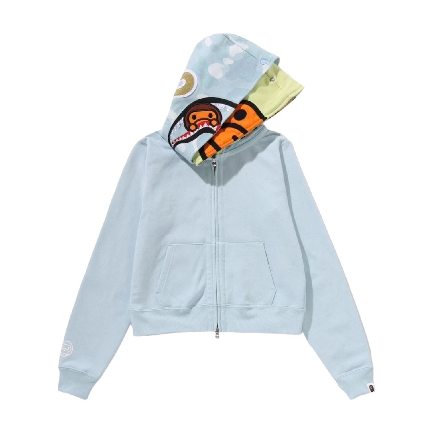 A Bathing Ape Milo Shark Cropped Full Zip Double Hoodie 'Sax' 2M30-215-301-SAX