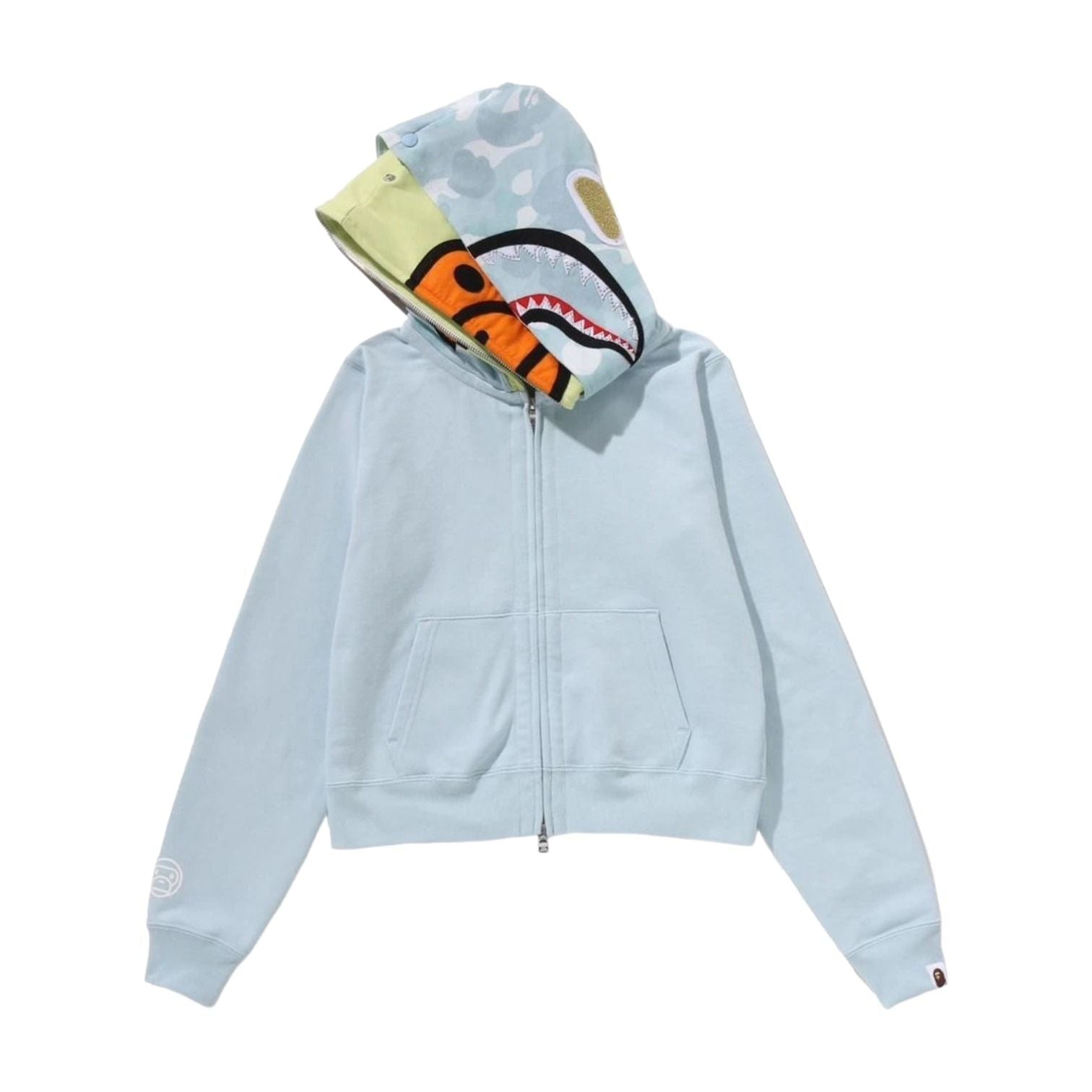 A Bathing Ape Milo Shark Cropped Full Zip Double Hoodie 'Sax' 2M30-215-301-SAX