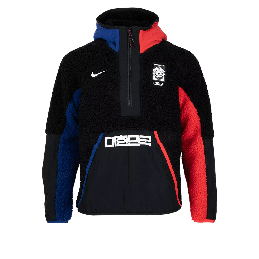 Nike South Korea NSW 1/2 Zip Winter Hoodie 'Black Blue Red' DN1088-010