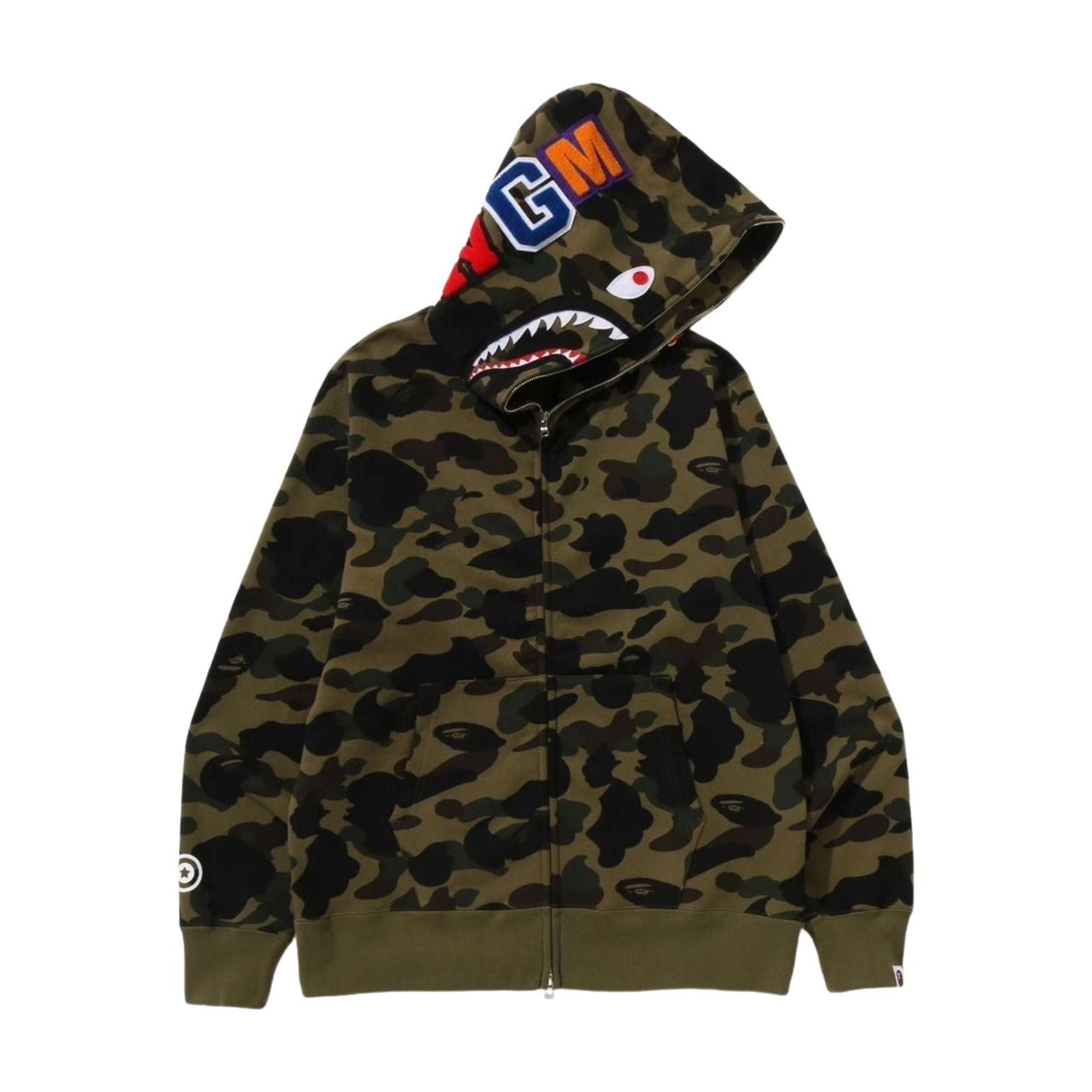 A Bathing Ape 1st Camo Full Zip Shark Hoodie 'Green' 1M30-115-007-GRN