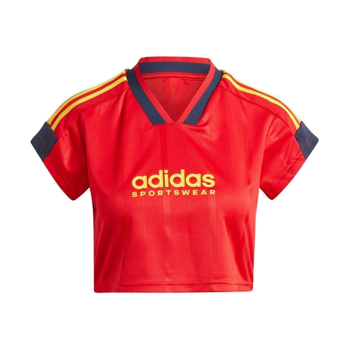 (WMNS) adidas Tiro Cut 3-Stripes Crop Jersey 'Red Black' IZ2091