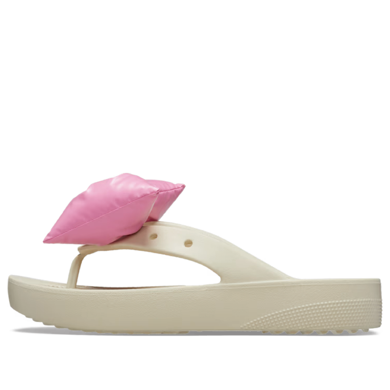 (WMNS) Crocs Classic Platform Bow Flip-Flops 'Beige Pink' 210182-2Y2