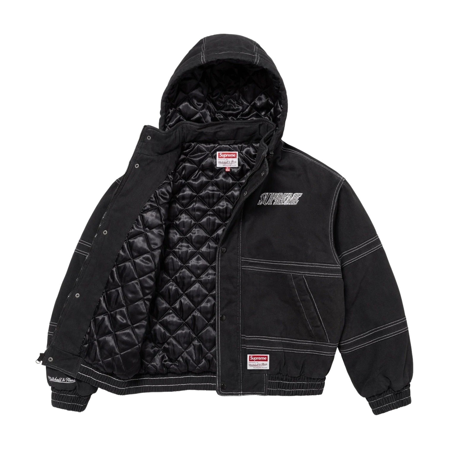 Supreme x Mitchell & Ness Twill Stadium Jacket 'Black' FW24J106-BLACK