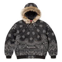 Supreme Bandana Jacquard Denim Hooded Work Jacket 'Black' SS25J42-BLACK