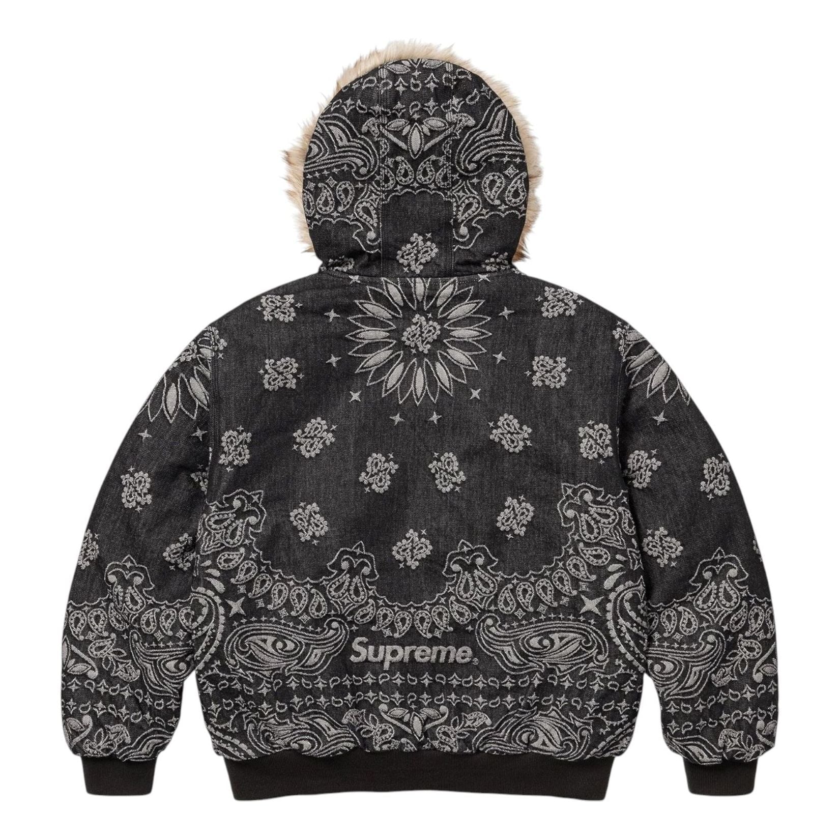 Supreme Bandana Jacquard Denim Hooded Work Jacket 'Black' SS25J42-BLACK