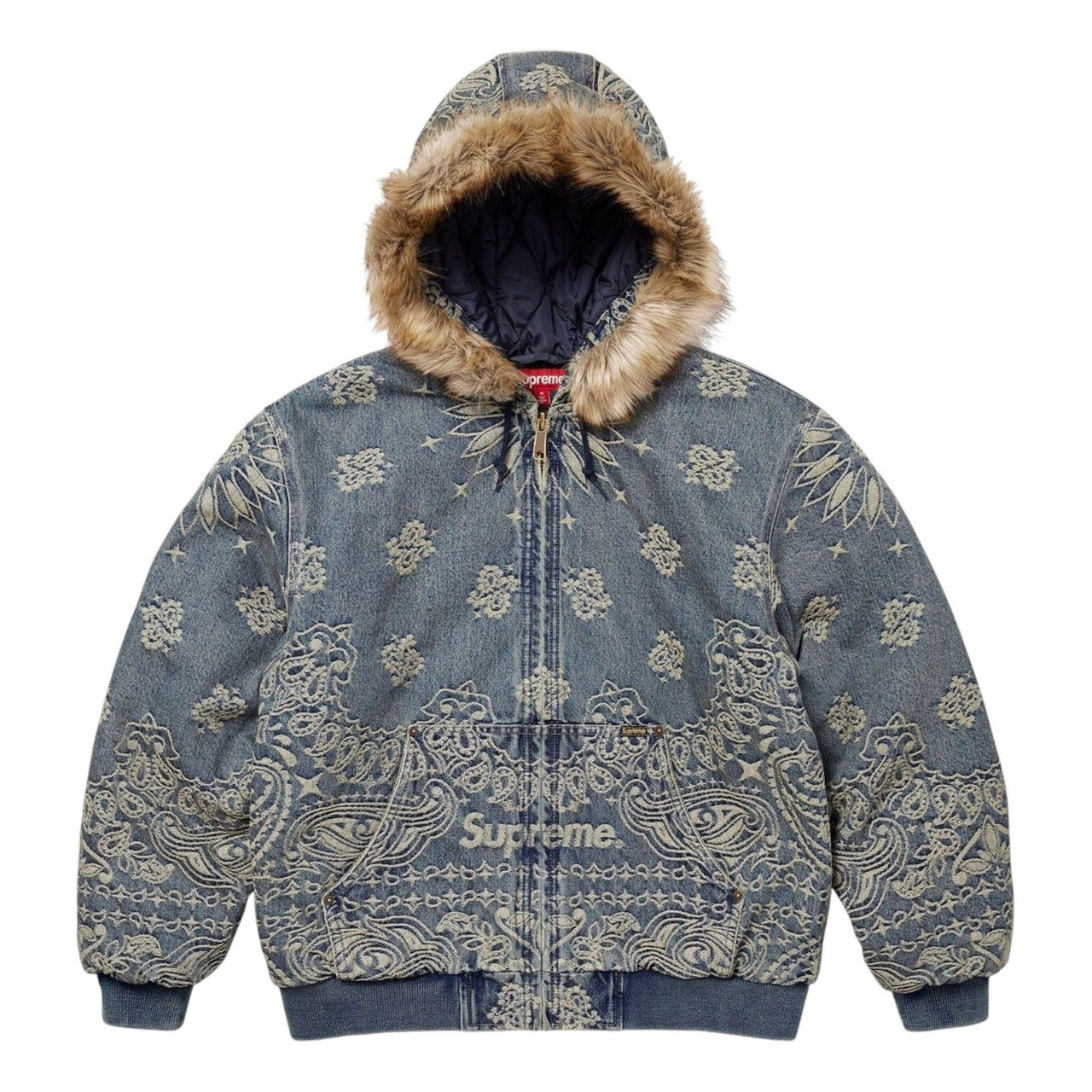 Supreme Bandana Jacquard Denim Hooded Work Jacket 'Blue' SS25J42-BLUE