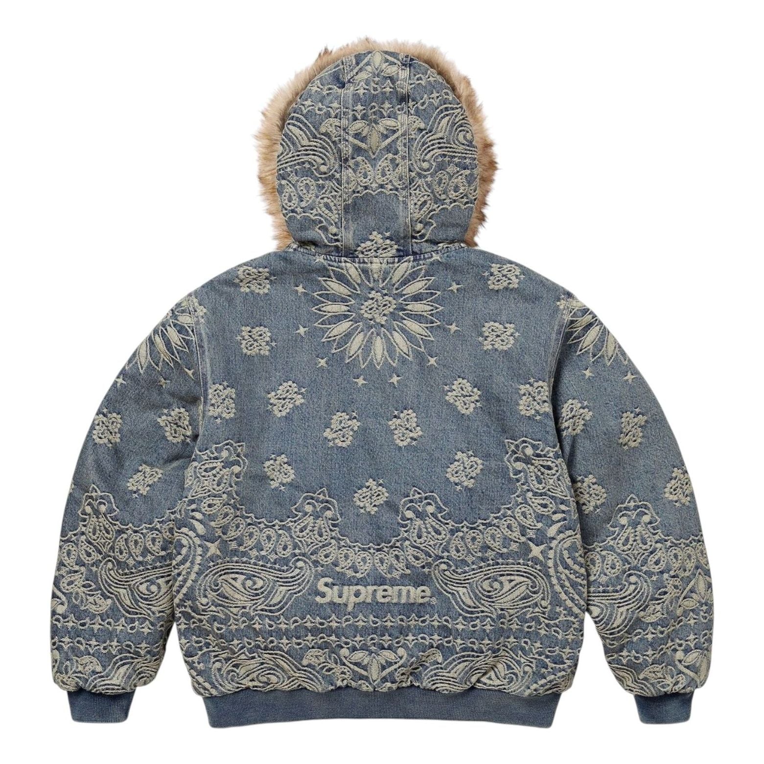 Supreme Bandana Jacquard Denim Hooded Work Jacket 'Blue' SS25J42-BLUE