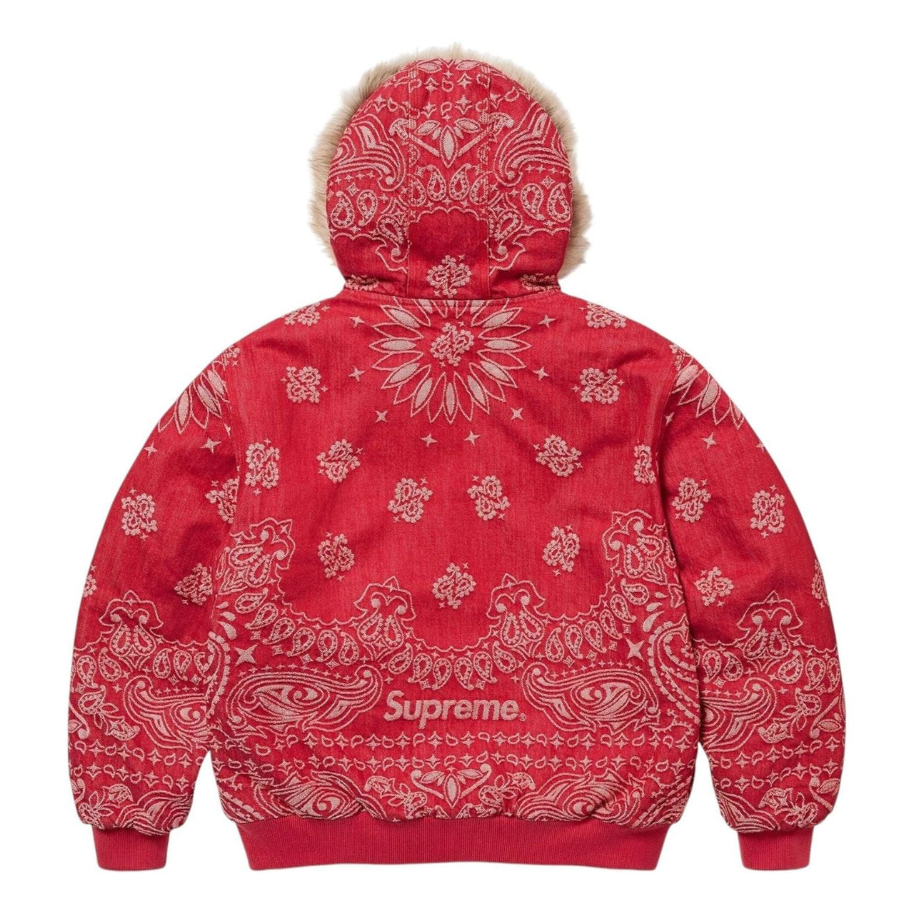 Supreme Bandana Jacquard Denim Hooded Work Jacket 'Red' SS25J42-RED