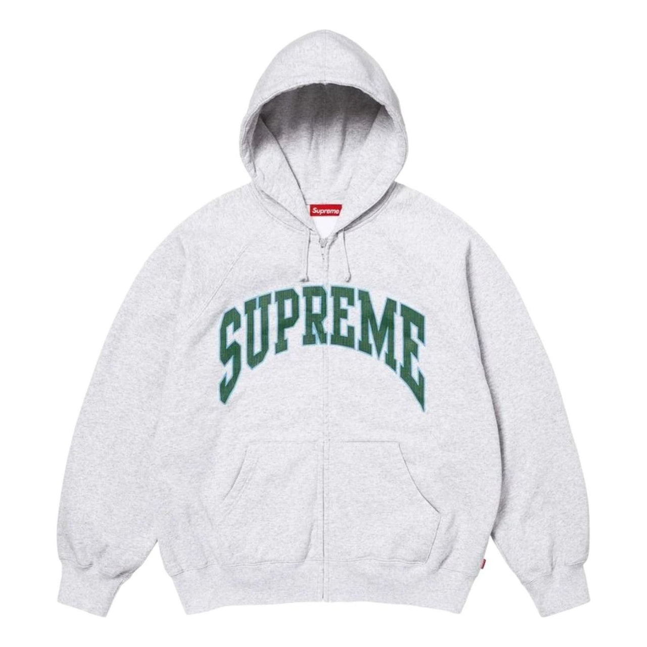 Supreme SS26 Cracked Raglan Zip Up Hooded Sweatshirt 'Ash Grey' SUP-SS26-192-GRY
