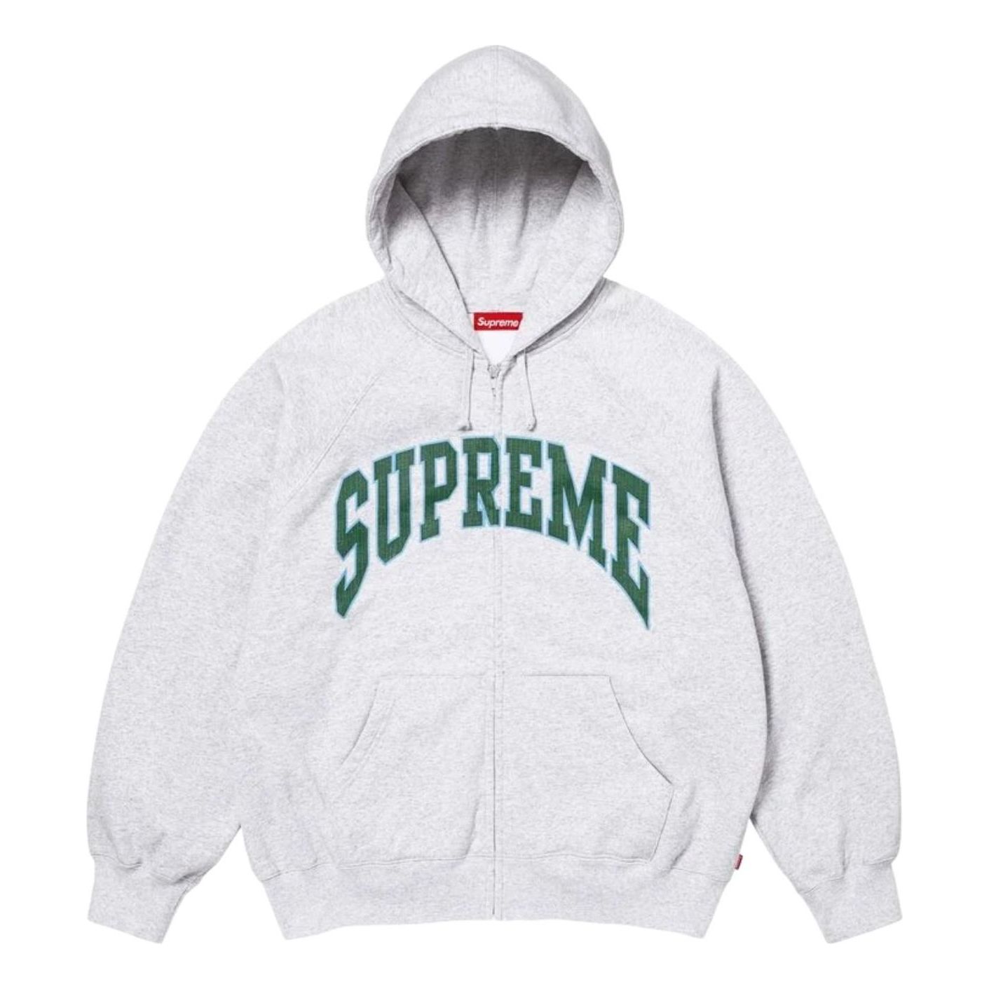 Supreme SS26 Cracked Raglan Zip Up Hooded Sweatshirt 'Ash Grey' SUP-SS26-192-GRY