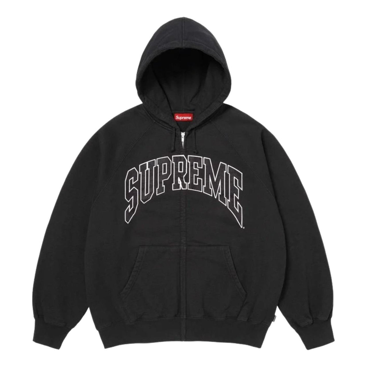 Supreme SS26 Cracked Raglan Zip Up Hooded Sweatshirt 'Black' SUP-SS26-192-BLK