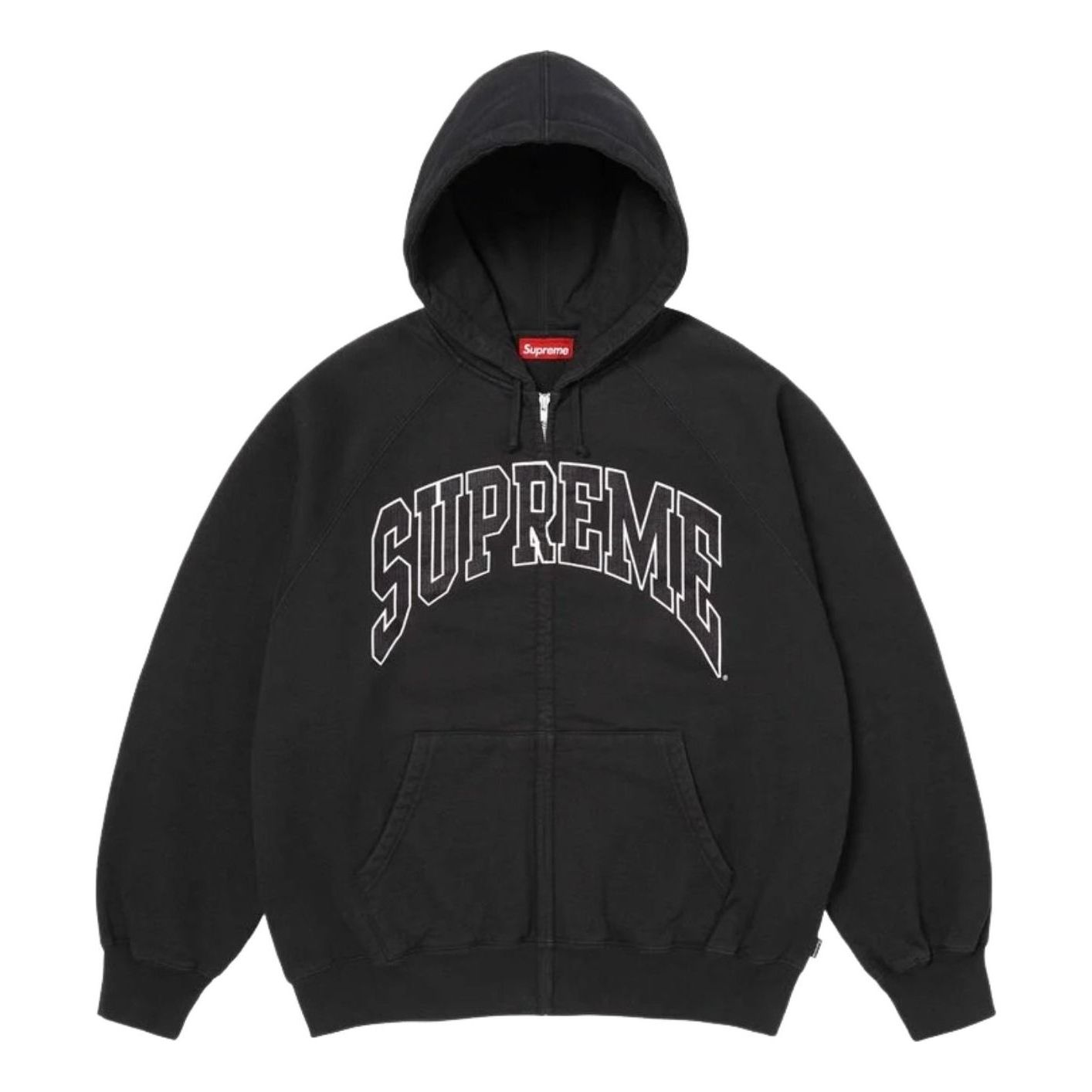 Supreme SS26 Cracked Raglan Zip Up Hooded Sweatshirt 'Black' SUP-SS26-192-BLK