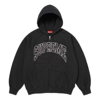 Supreme SS26 Cracked Raglan Zip Up Hooded Sweatshirt 'Black' SUP-SS26-192-BLK