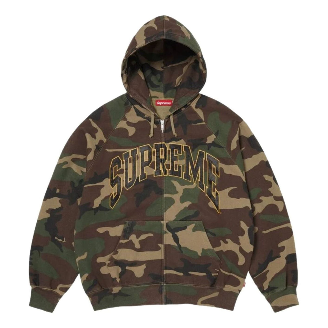 Supreme SS26 Cracked Raglan Zip Up Hooded Sweatshirt 'Woodland Camo' SUP-SS26-192-CAM
