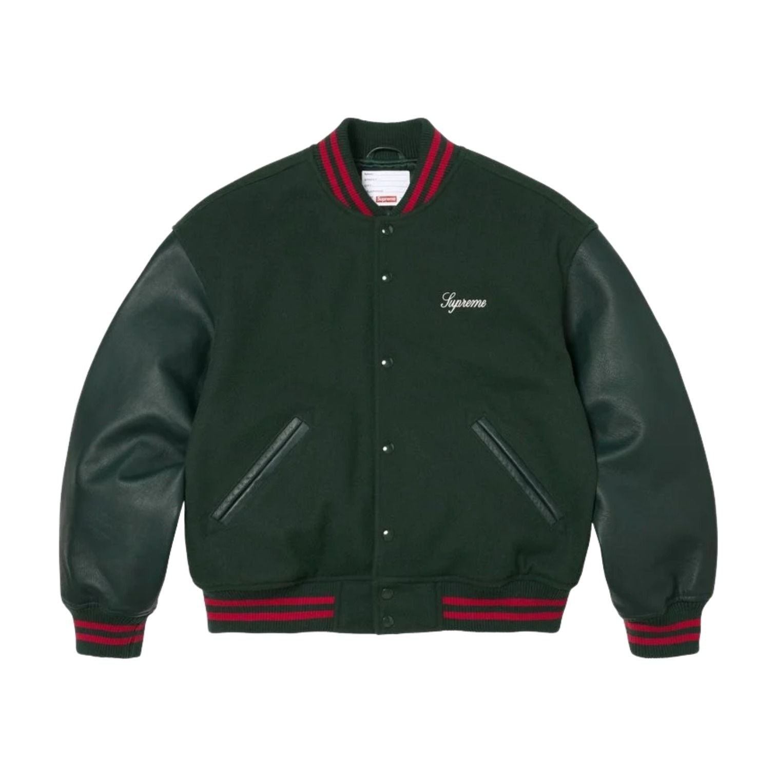 Supreme SS26 Cross Varsity Jacket 'Dark Green' SUP-SS26-155-GRN