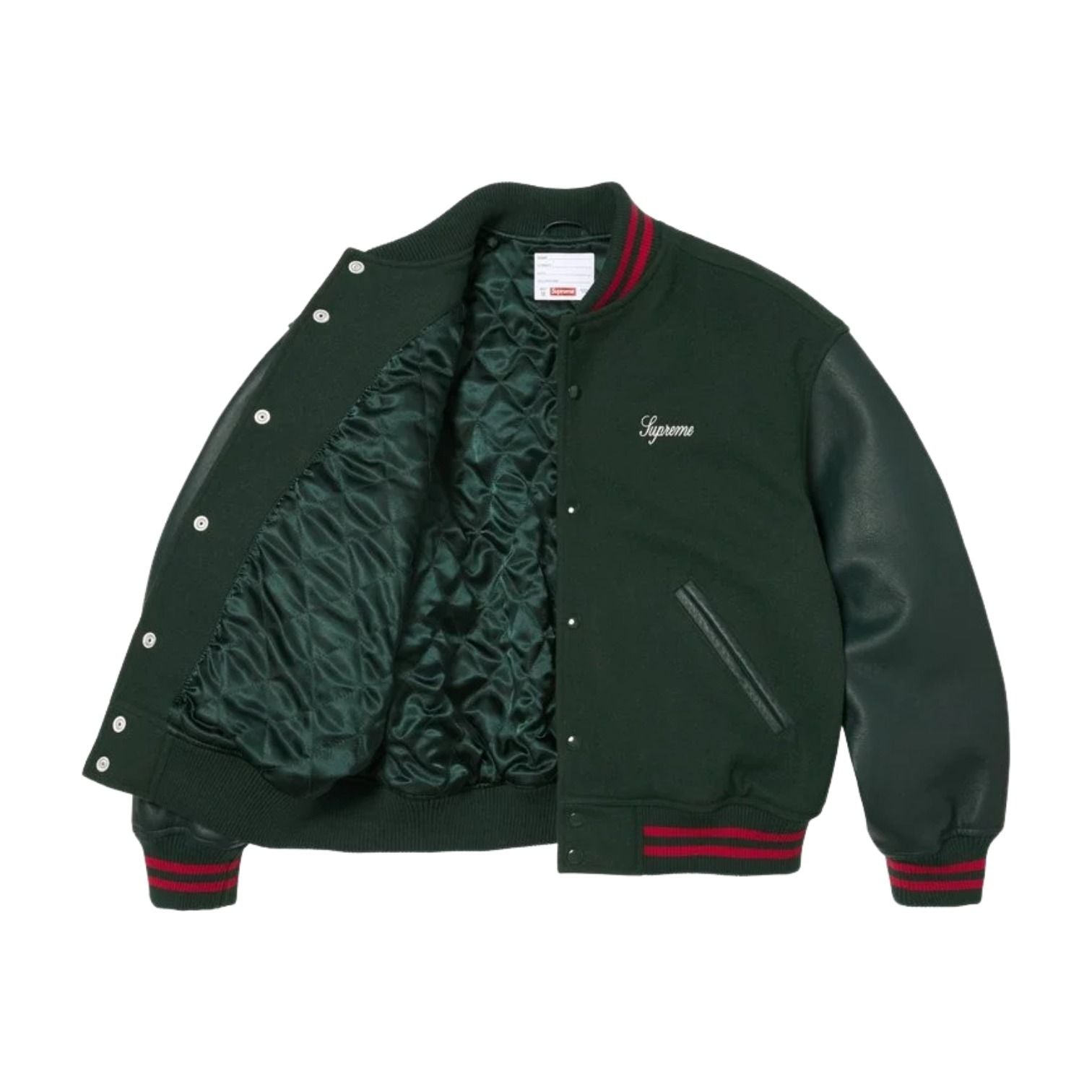 Supreme SS26 Cross Varsity Jacket 'Dark Green' SUP-SS26-155-GRN