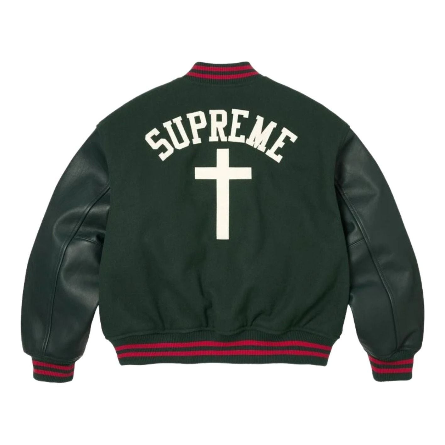 Supreme SS26 Cross Varsity Jacket 'Dark Green' SUP-SS26-155-GRN