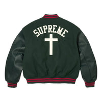 Supreme SS26 Cross Varsity Jacket 'Dark Green' SUP-SS26-155-GRN