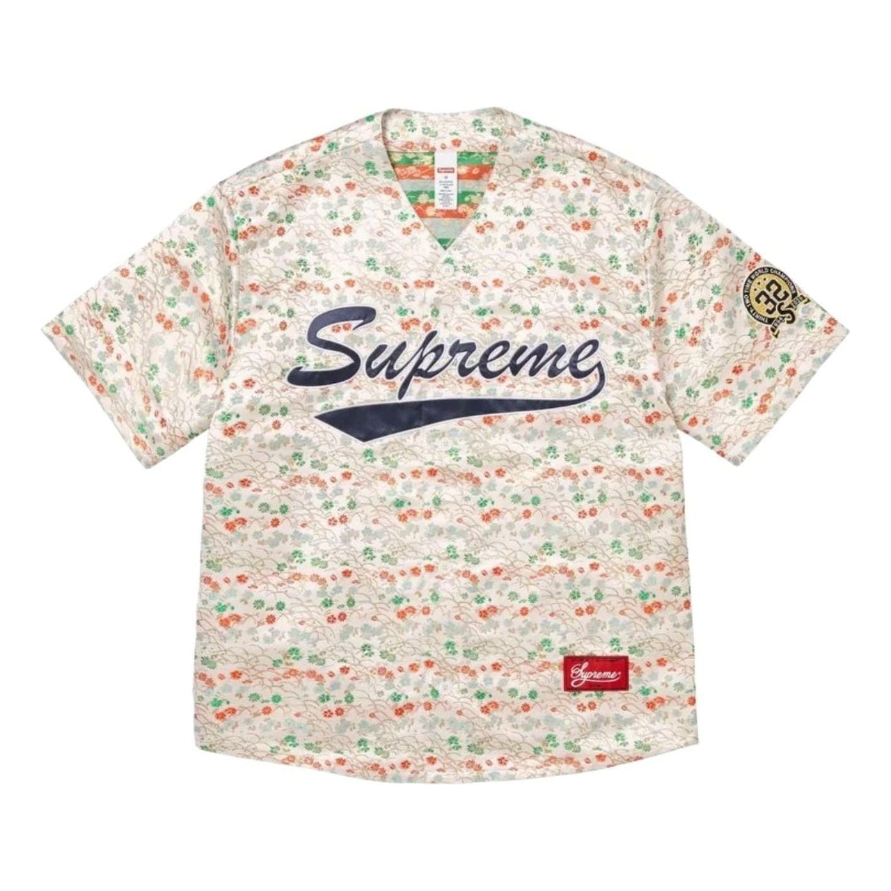 Supreme SS26 Floral Jacquard Baseball Jersey 'White' SUP-SS26-140-WHT