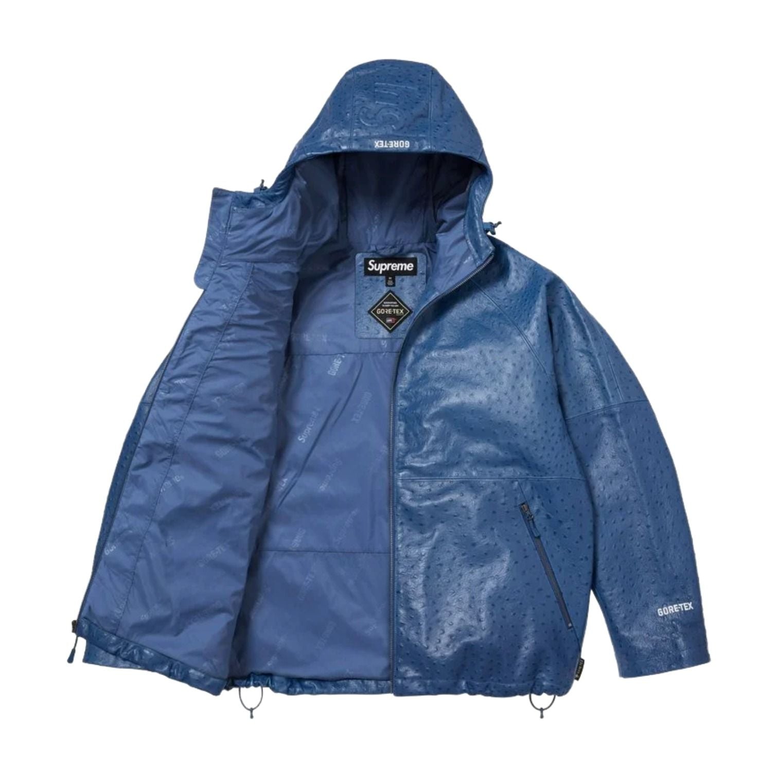 Supreme SS26 GORE-TEX Ostrich Embosssed Leather Jacket 'Blue' SUP-SS26-124-BLU