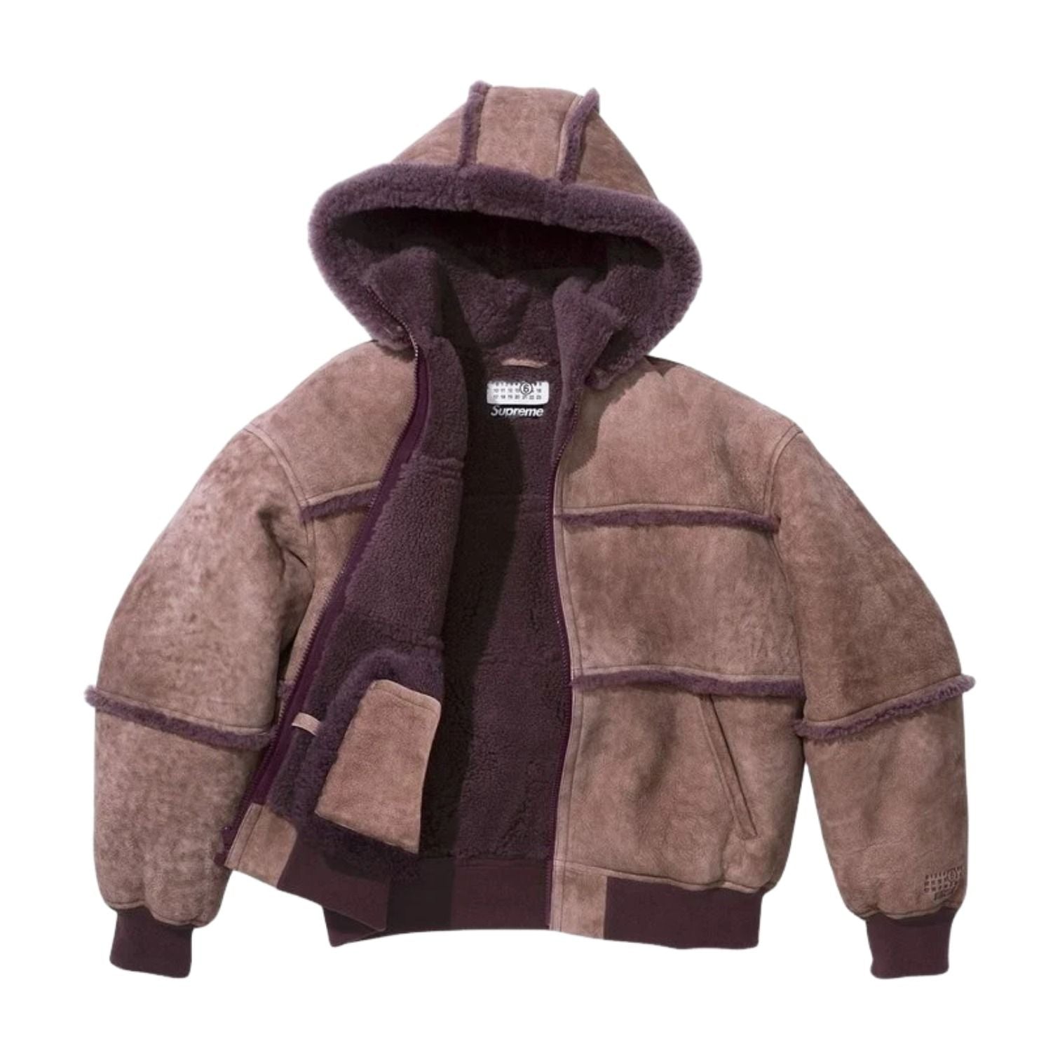 Supreme x MM6 Maison Margiela Hooded Shearling Bomber Jacket 'Purple' SUP-SS26-107-PUR