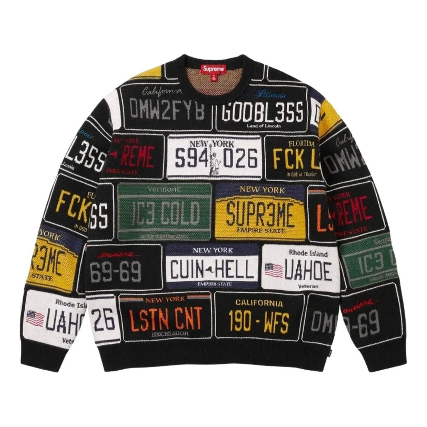 Supreme SS26 License Plate Sweater 'Black' SUP-SS26-181-BLK