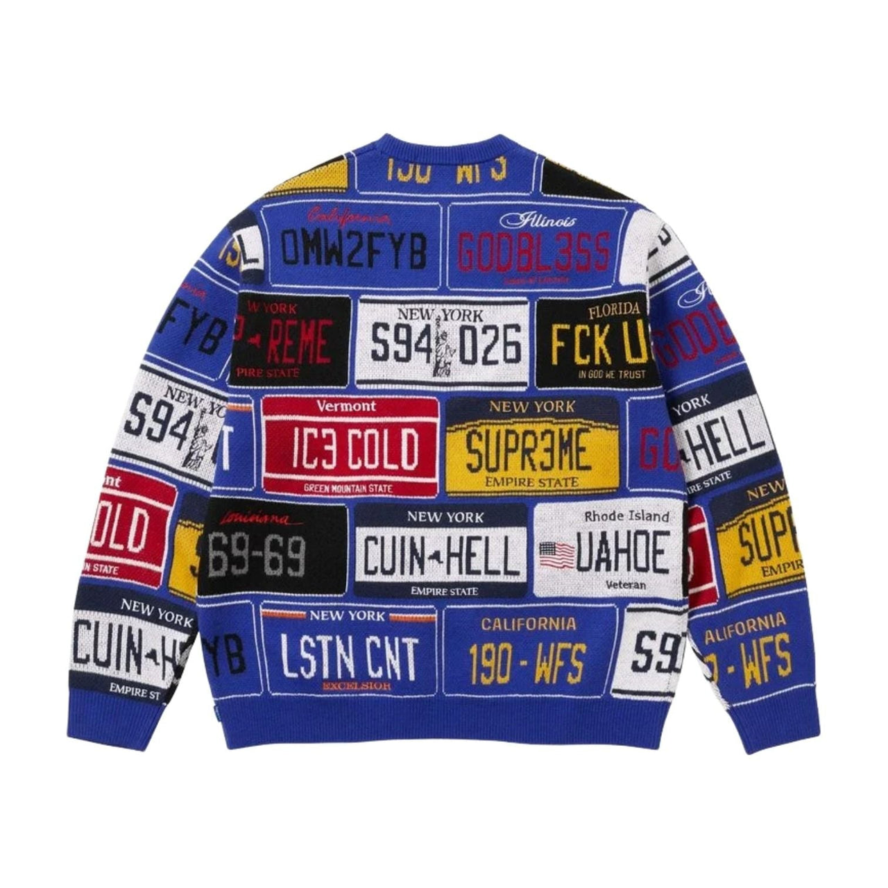 Supreme SS26 License Plate Sweater 'Royal' SUP-SS26-181-RYL