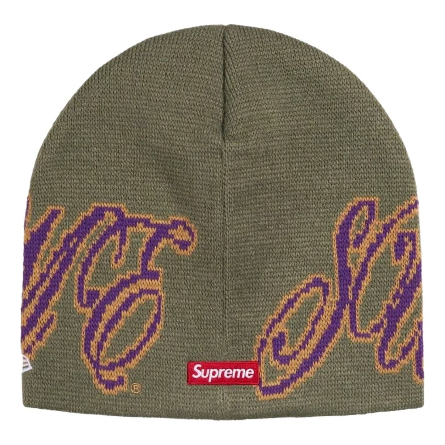 Supreme x New Era SS26 Cursive Beanie 'Olive' SUP-SS26-1010-OLV