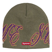 Supreme x New Era SS26 Cursive Beanie 'Olive' SUP-SS26-1010-OLV