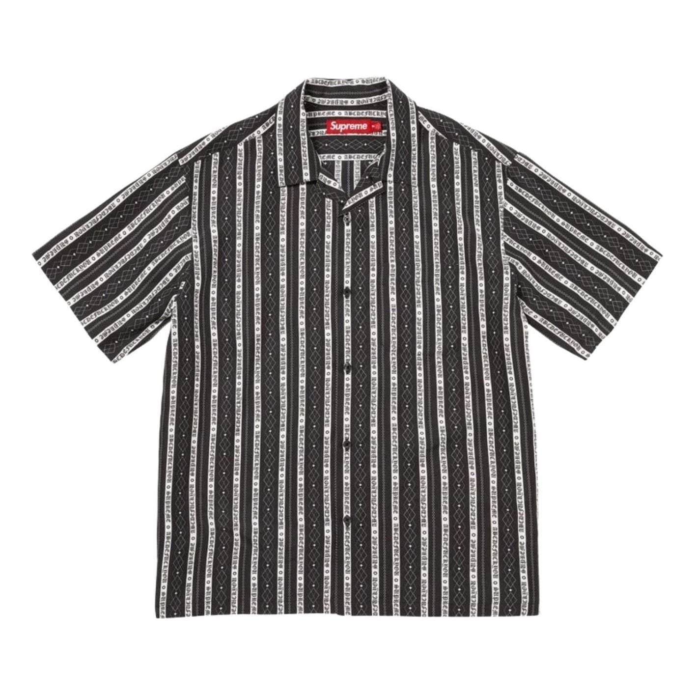 Supreme SS26 Old English Stripe Silk S/S Shirt 'Black' SUP-SS26-299-BLK