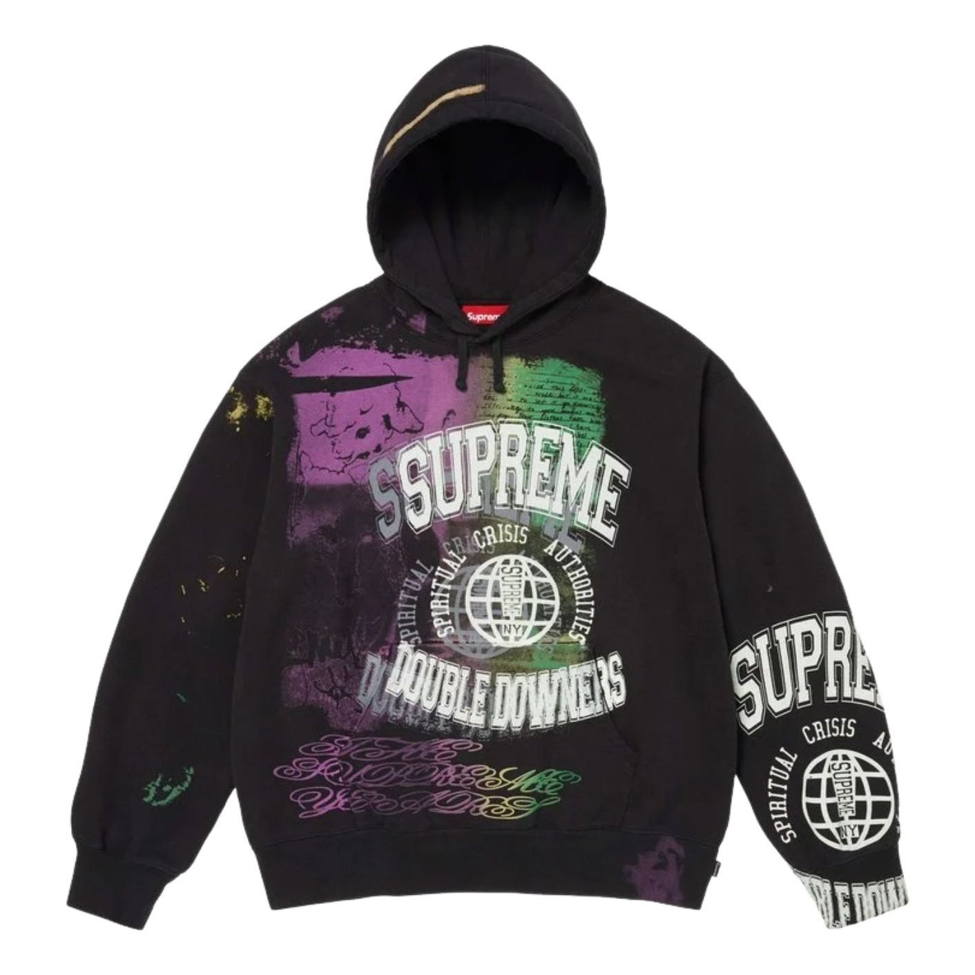 Supreme SS26 Overprint Hooded Sweatshirt 'Black' SUP-SS26-363-BLK