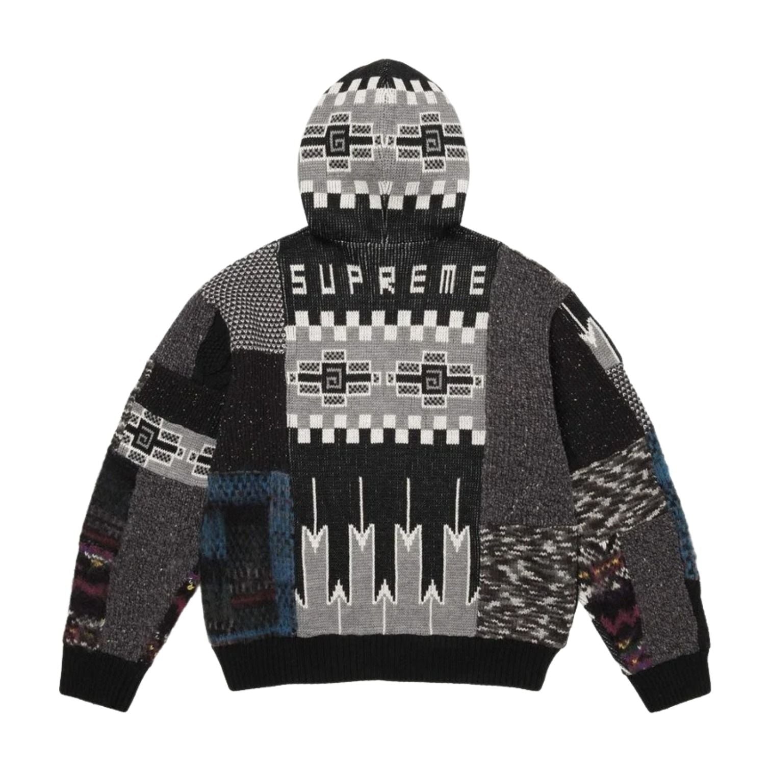 Supreme SS26 Patchwork Zip Up Hooded Sweater 'Black' SUP-SS26-261-BLK