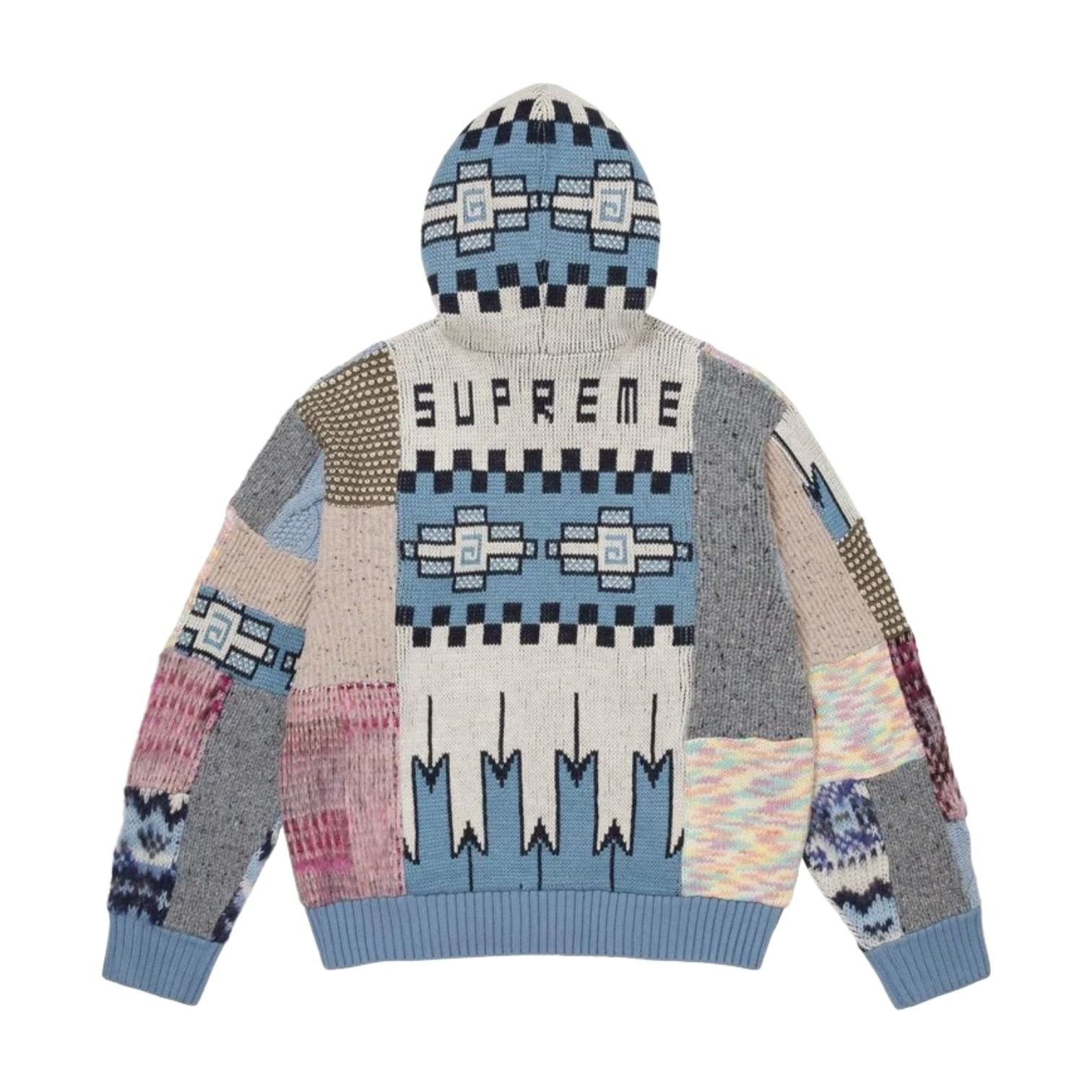 Supreme SS26 Patchwork Zip Up Hooded Sweater 'Light Blue' SUP-SS26-261-BLU