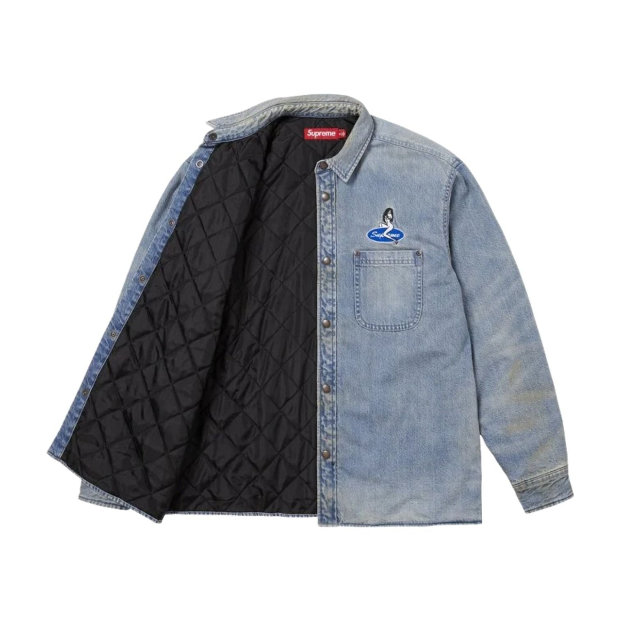 Supreme SS26 Quilted Lined Denim Snap Shirt 'Dirty Indigo' SUP-SS26-057-DRTYIND