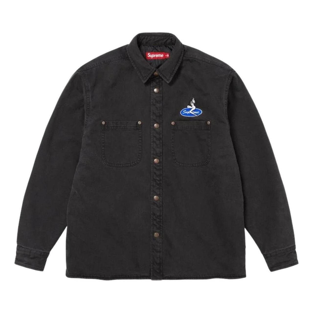 Supreme SS26 Quilted Lined Denim Snap Shirt 'Washed Black' SUP-SS26-057-BLK