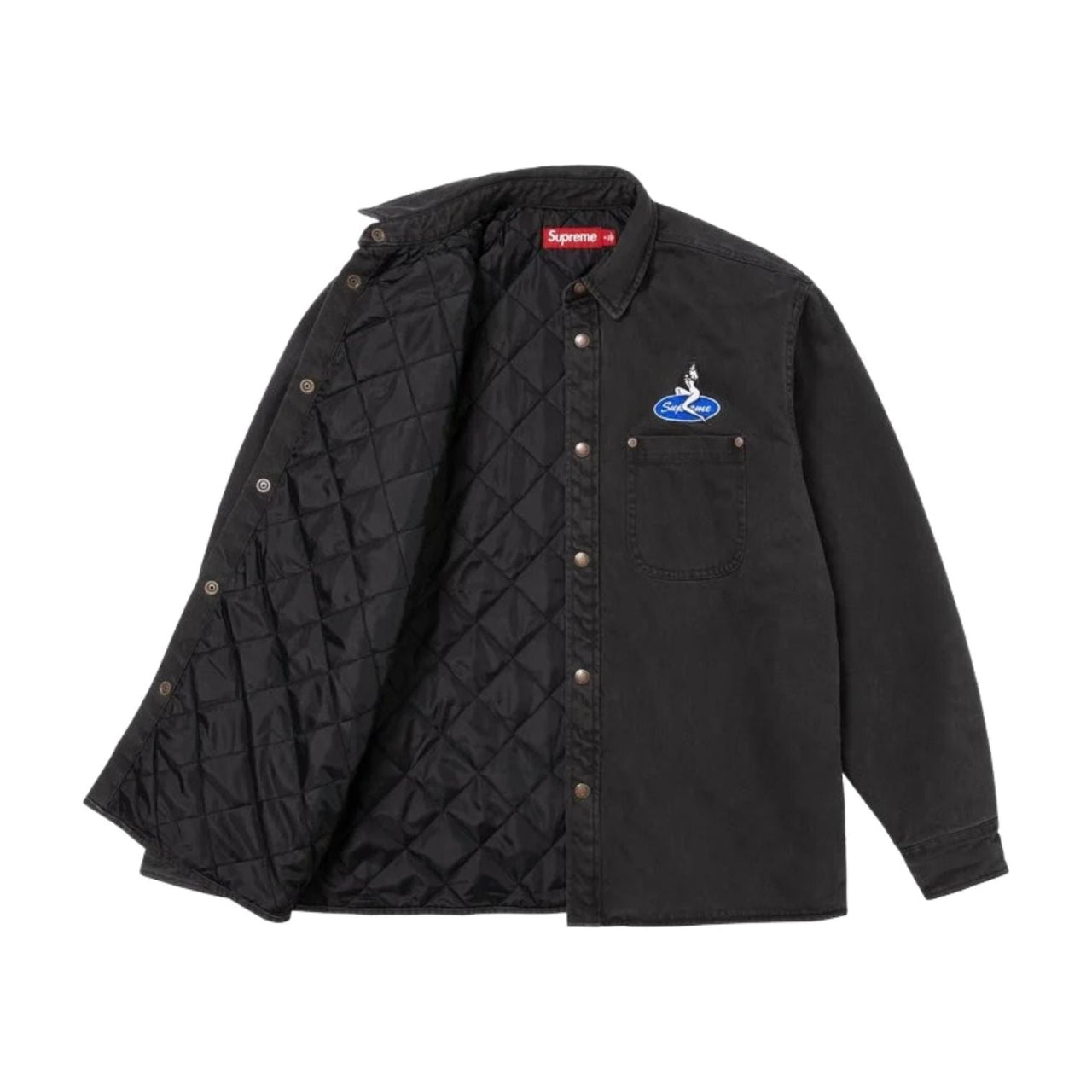 Supreme SS26 Quilted Lined Denim Snap Shirt 'Washed Black' SUP-SS26-057-BLK