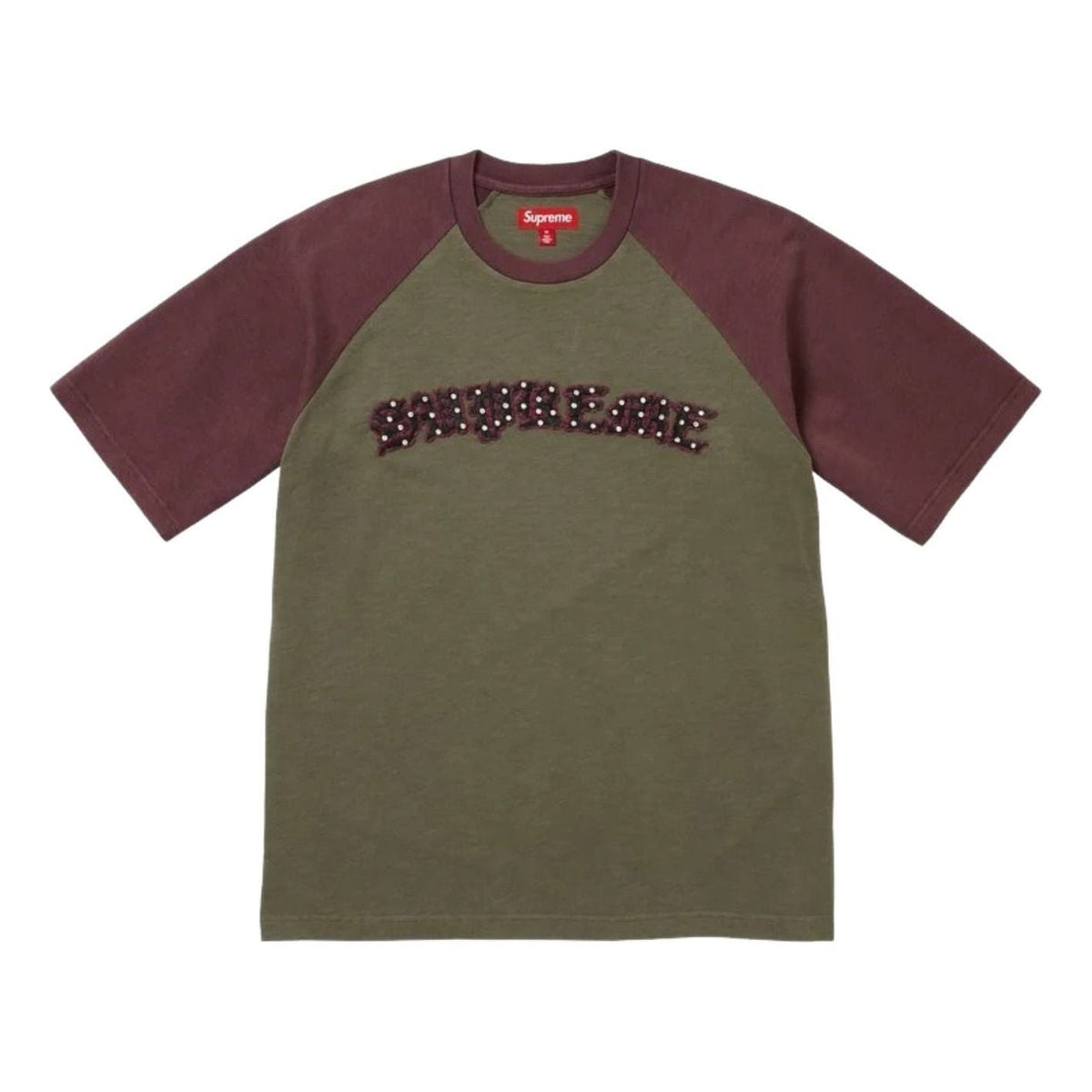 Supreme SS26 Rhinestone Raglan S/S T-Shirt 'Olive' SUP-SS26-135-GRN