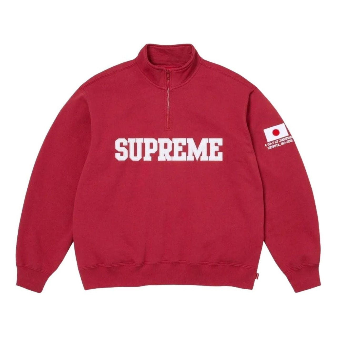 Supreme SS26 Shop Flag Half Zip Pullover 'Dark Red-Tokyo' SUP-SS26-006-DRKRED