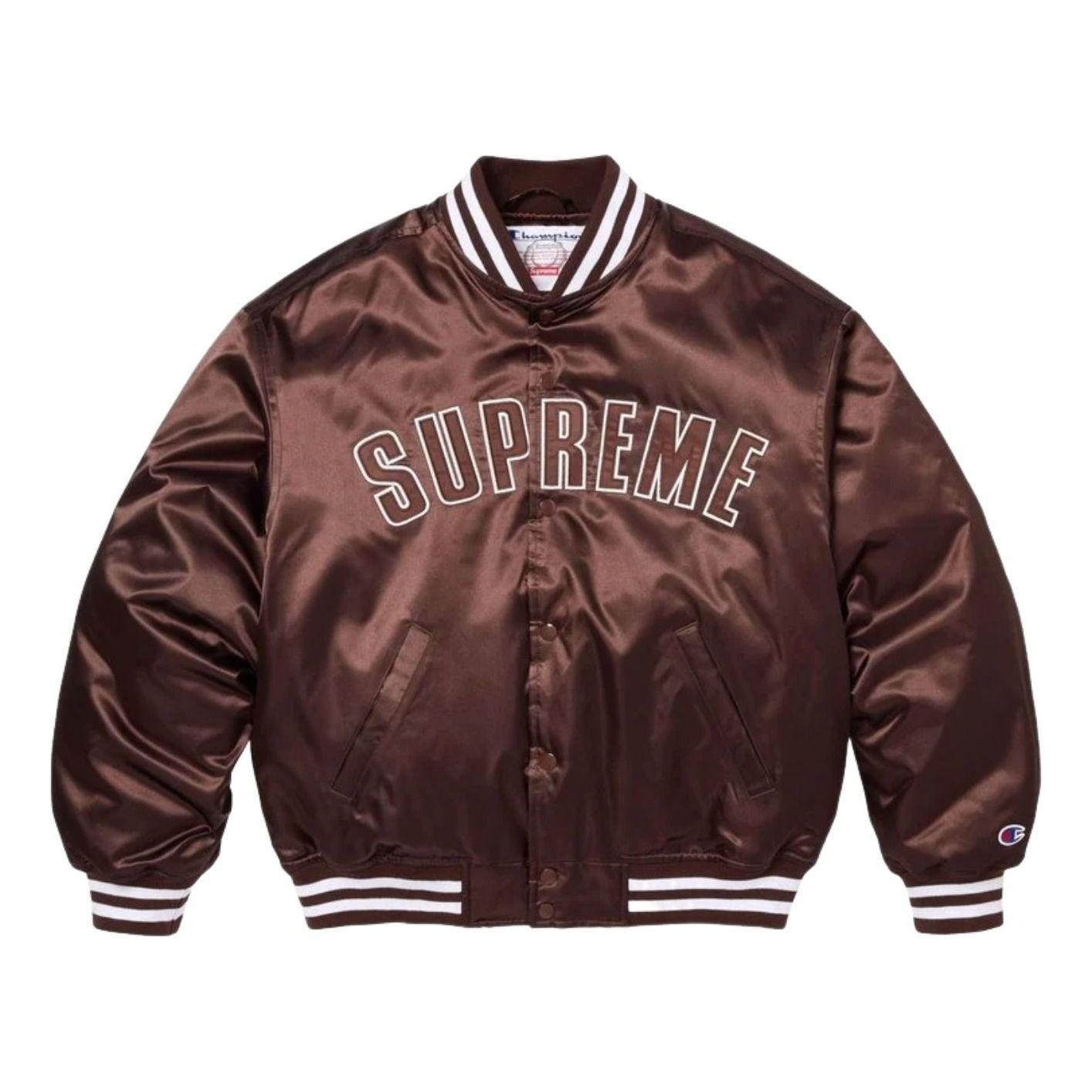 Supreme x Champion SS26 Satin Varsity Jacket 'Brown' SUP-SS26-170-BRN