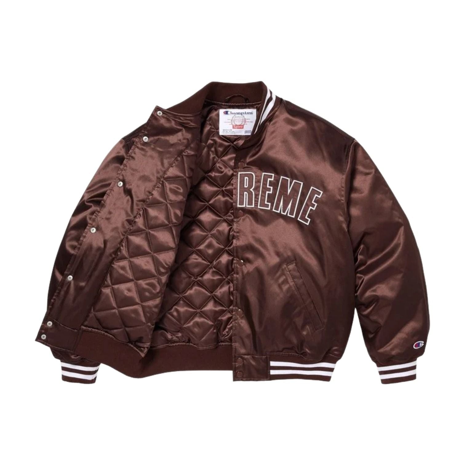 Supreme x Champion SS26 Satin Varsity Jacket 'Brown' SUP-SS26-170-BRN