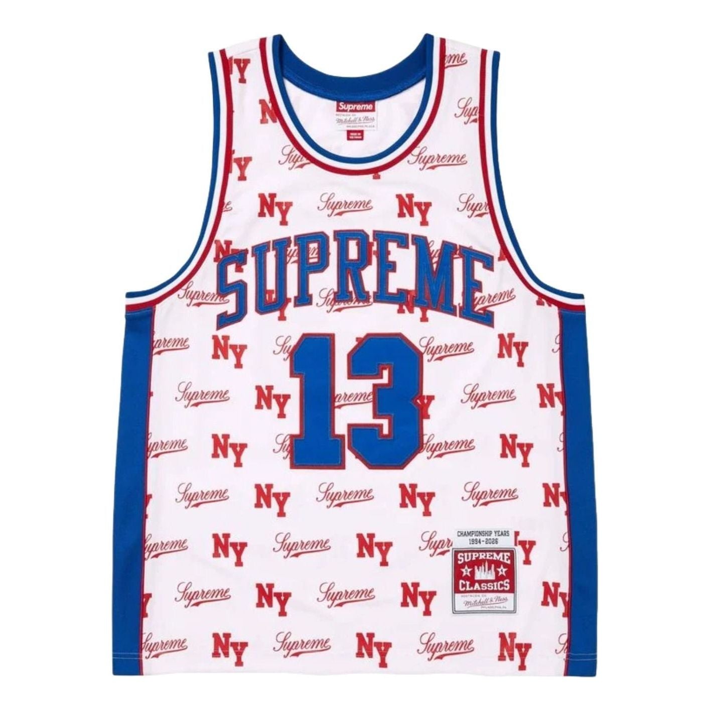 Supreme x Mitchell & Ness SS26 Monogram Basketball Jersey 'White' SUP-SS26-220-WHT