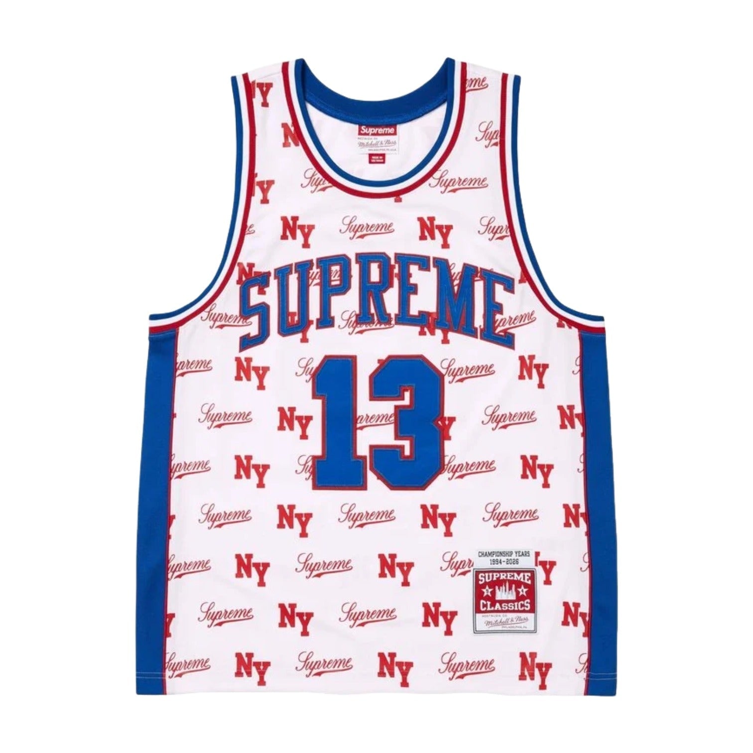 Supreme x Mitchell & Ness SS26 Monogram Basketball Jersey 'White' SUP-SS26-220-WHT